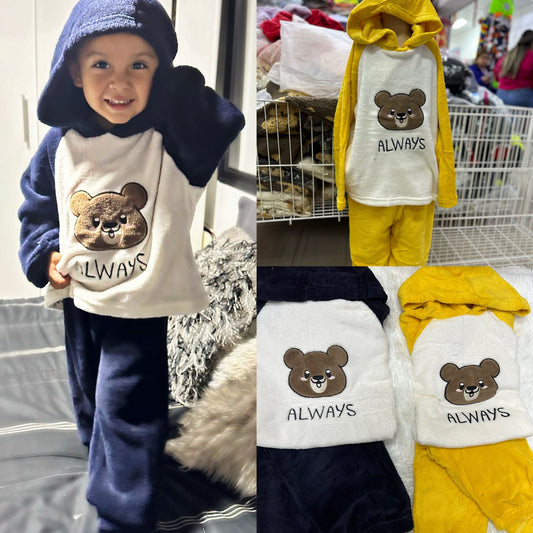 PIJAMA CONEJO Y OSO NIÑOS (SOLO COLOR AMARILLO DISPONIBLE)